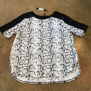 Plus Black & White Snake Print Blouse